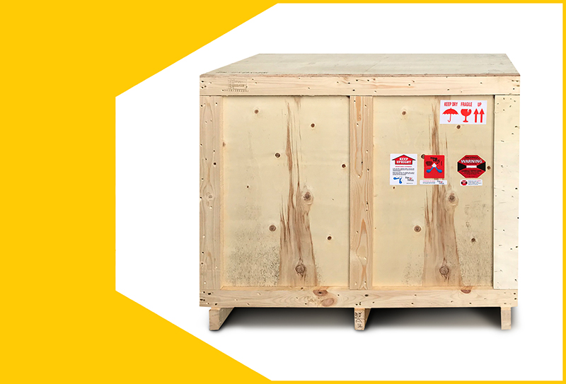 Wooden crate isolated on white background.